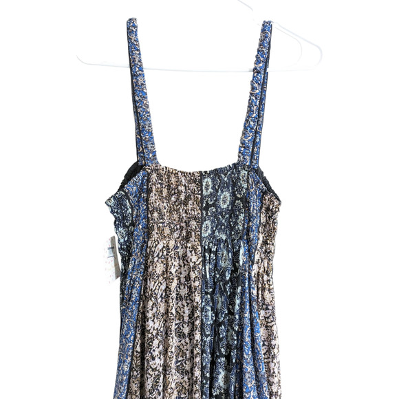 Free People Come Together Black Combo Smocked Maxi Dress Size XL - Picture 7 of 11